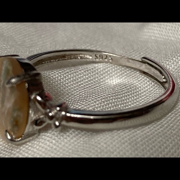 NEW Adjustable Mother of Pearl Sand Abalone Silver Ring - Picture 4 of 4